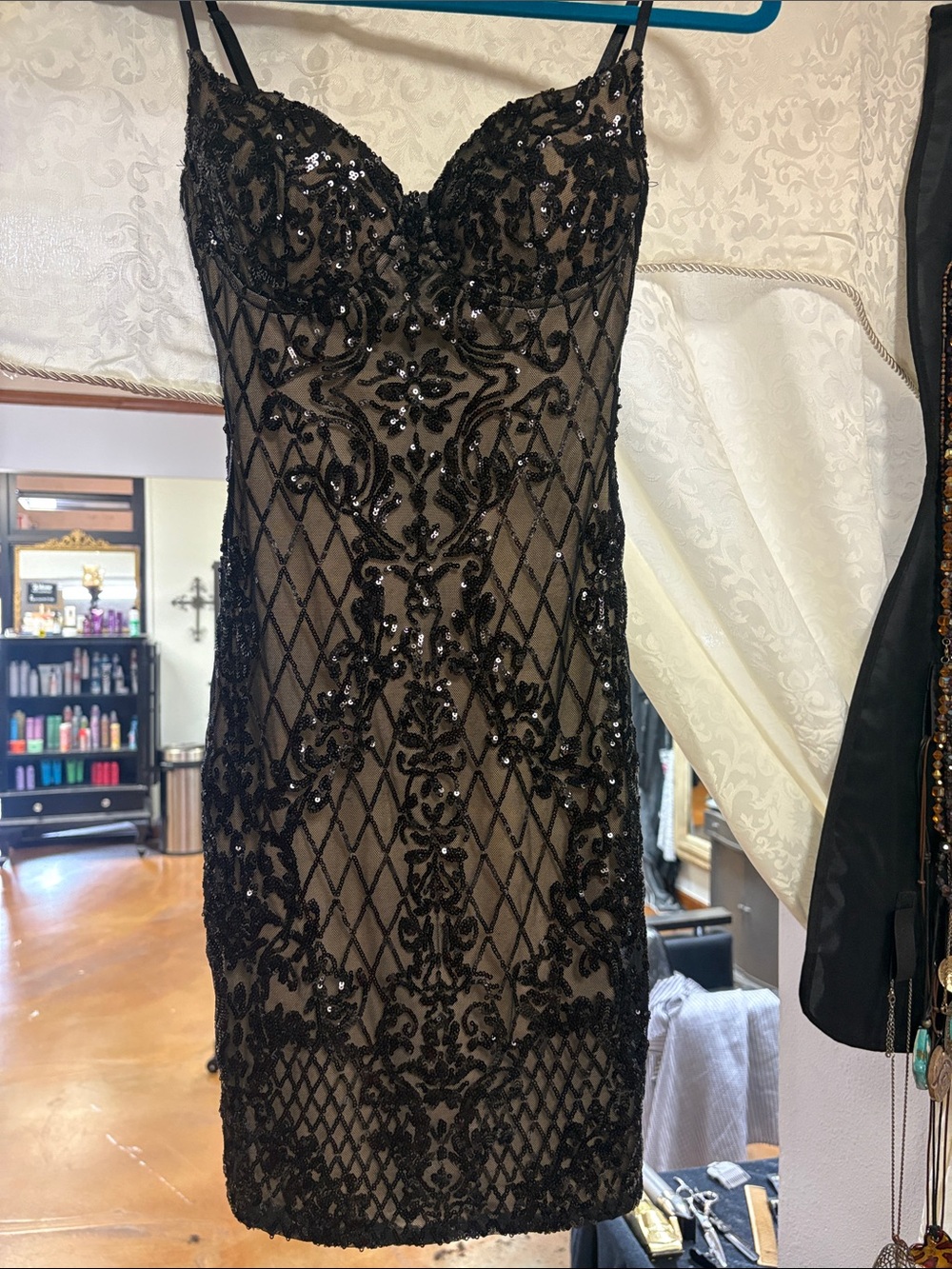 Windsor Black Sequin Embellished Mini Dress
